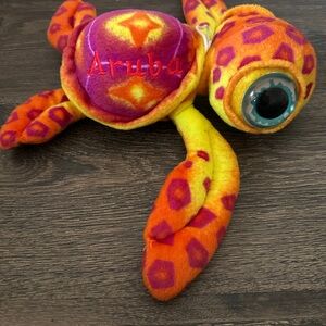 VINTAGE FIESTA BABY BIG EYED SEA TURTLE PLUSH/STUFFED ANIMALS PINK ORANGE Aruba